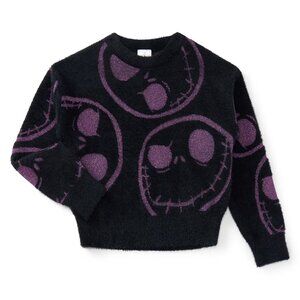 The Nightmare Before Christmas Graphic Eyelash Glitter Sweater Med 7/8